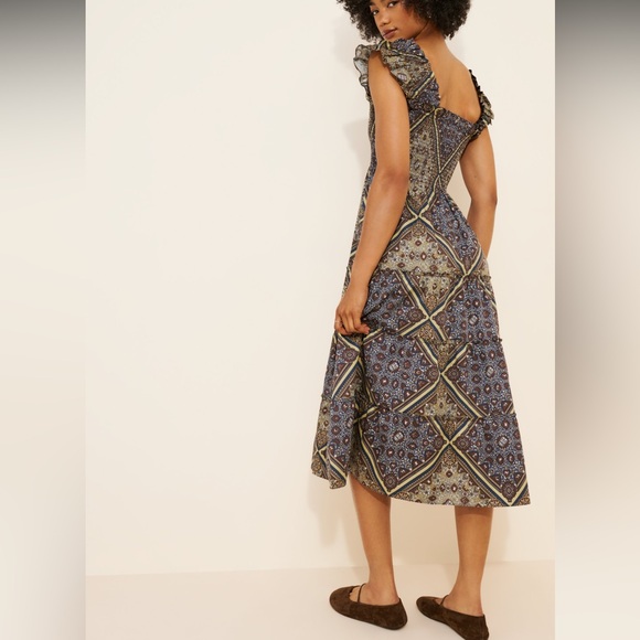 HILL HOUSE HOME The Ellie Nap Dress - Olive Equestrian Scarf Sz Large - Picture 4 of 16